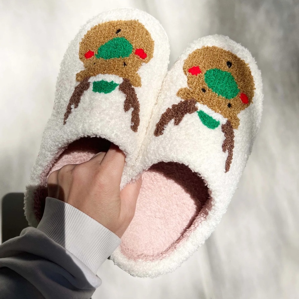 Adorable Reindeer Holiday Slippers
